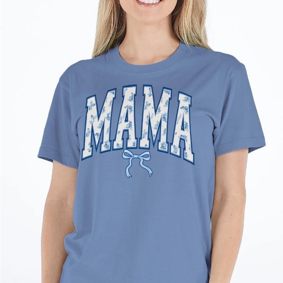 New SIMPLY SOUTHERN COQUETTE Blue BOW MAMA T-SHIRT Women’s 2XL Short Sleeve Tee - Picture 1 of 6